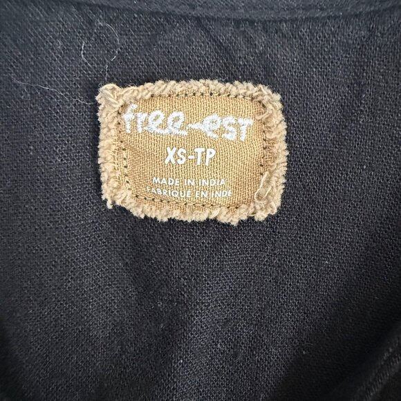 Free People Free-est Manda Black Combo Linen Blend Scoop Back Midi Dress XSmall - Picture 4 of 7